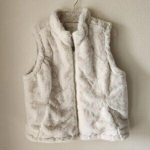 Nicole Miller Womens Vest White Fur Quilted Reversible Sz XL Super Soft